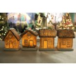 Világító mézeskalács falu házikókkal 8db