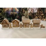 Világító mézeskalács falu házikókkal 8db