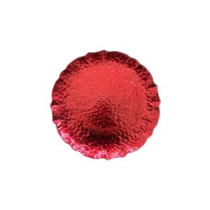 Piros fényes dekor tálca Virág 33cm