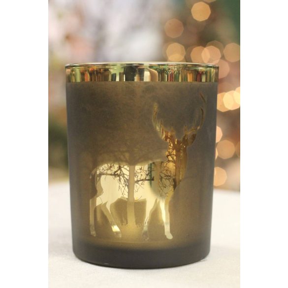 Arany-barna üveg gyertyatartó Erdő 12cm