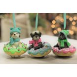 Pasztell rózsaszín karácsonyfadísz kutyus 9cm