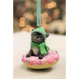 Pasztell rózsaszín karácsonyfadísz kutyus 9cm