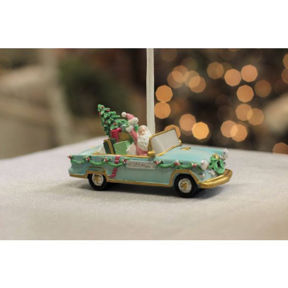 Pasztell kék karácsonyfadísz autó 11cm