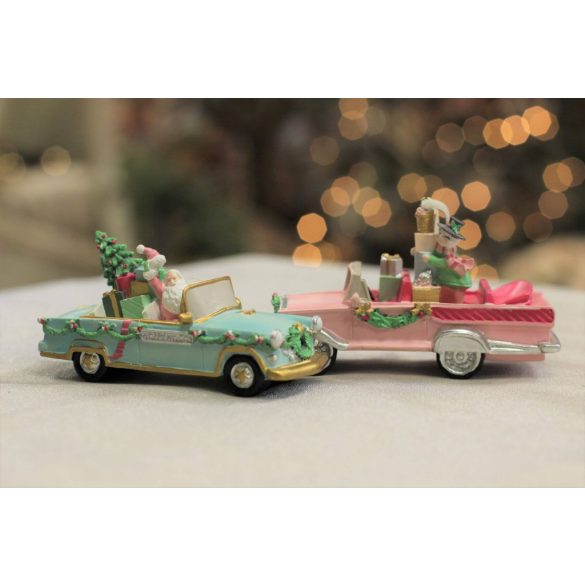 Pasztell kék karácsonyfadísz autó 11cm