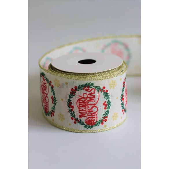 Klasszik karácsonyi szalag Merry Christmas 6cm 10m
