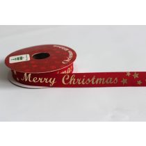 Piros karácsonyi szalag Merry Christmas 1,6cm 10m