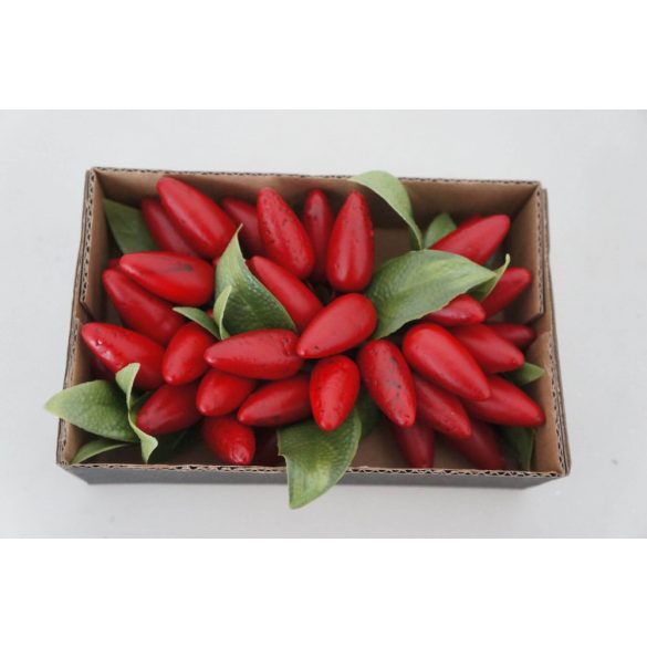 Piros műanyag dekor chili 36db