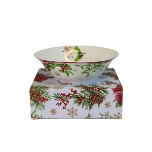 Pirosasfehér karácsonyi saláta tál 14cm