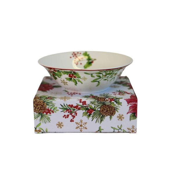 Pirosasfehér karácsonyi saláta tál 14cm