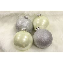 Ezüst karácsonyi gömbök 4-es szett 10cm