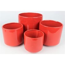 Piros kerek kerámia virágcserép 11cm