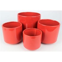 Piros kerek kerámia virágcserép 15cm