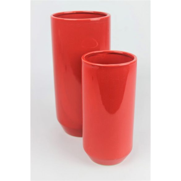 Piros kerek kerámia váza 25cm