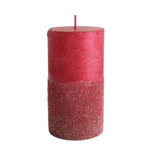 Piros gyertya csillámmal 13cm
