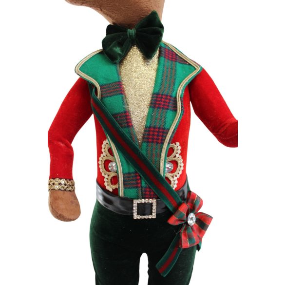 Hagyományos zöld-piros karácsonyi szarvas 77cm