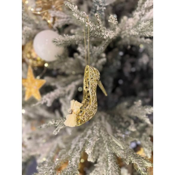 Arany karácsonyfadísz magassarkú 8cm