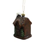 Natur karácsonyfadísz házikó 9cm