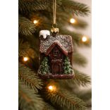 Natur karácsonyfadísz házikó 9cm