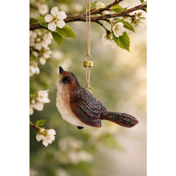 Natur karácsonyfadísz madár 8cm