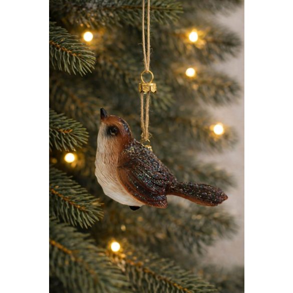 Natur karácsonyfadísz madár 8cm