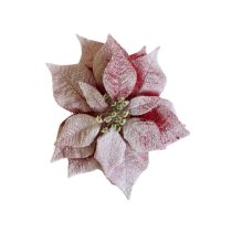 Havas piros mikulásvirág csipesszel 22 cm