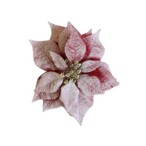 Havas piros mikulásvirág csipesszel 22 cm