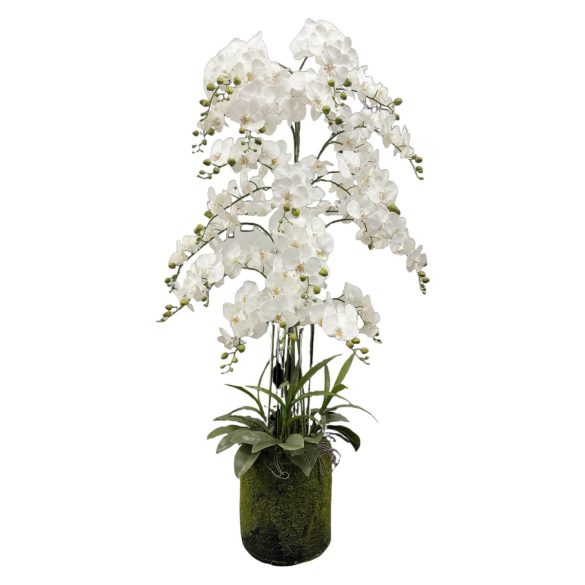 Fehér mű orchidea virágcserépben Real touch 180cm