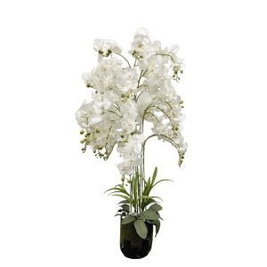 Fehér mű orchidea virágcserépben Real touch 90cm