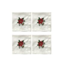 Fehér konyhai törölköző Mikulásvirág 4db