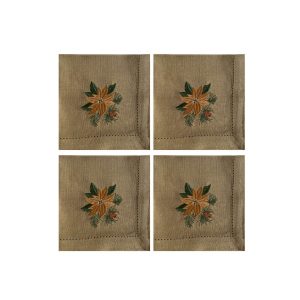 Barna konyhai törölköző Mikulásvirág 4db