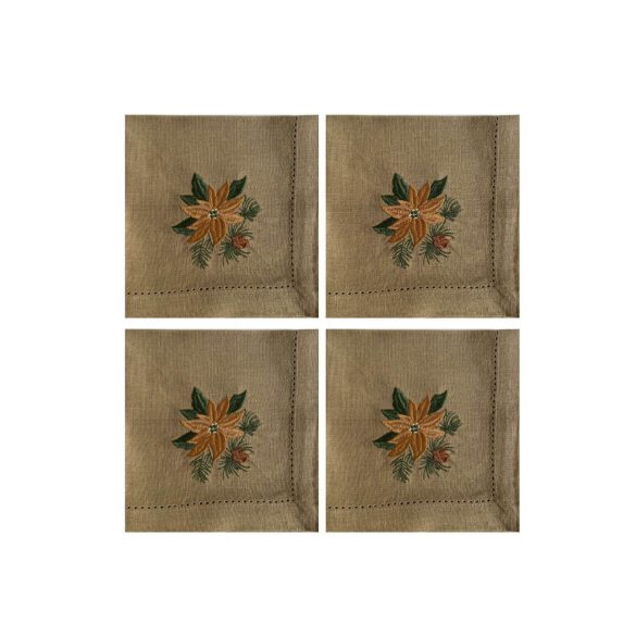 Barna konyhai törölköző Mikulásvirág 4db