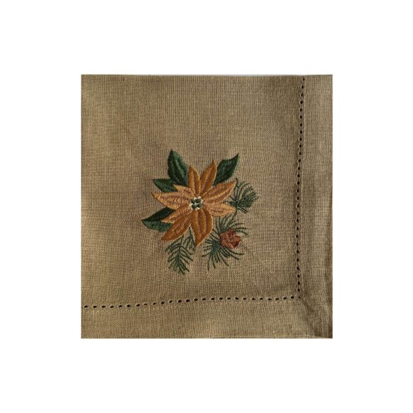 Barna konyhai törölköző Mikulásvirág 4db