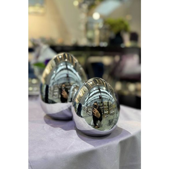 Ezüst porcelán tojás 16cm