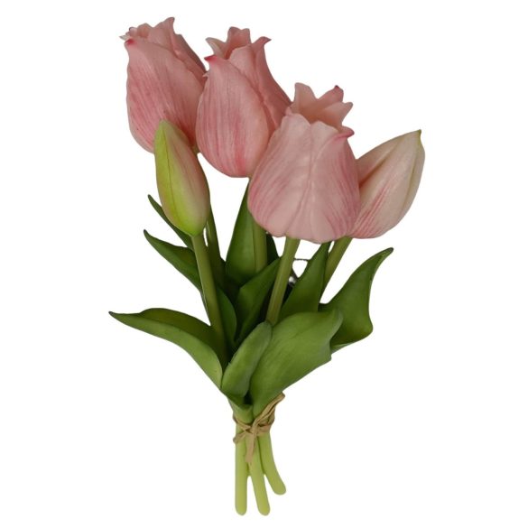 Rózsaszín mű tulipán csokor 25cm