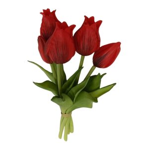 Piros mű tulipán csokor 25cm