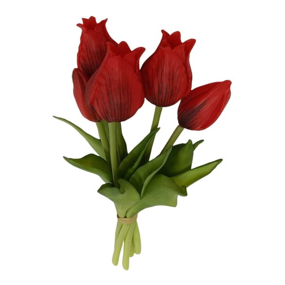 Piros mű tulipán csokor 25cm