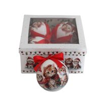 Karácsonyi gömbök cicákkal 10cm 4db