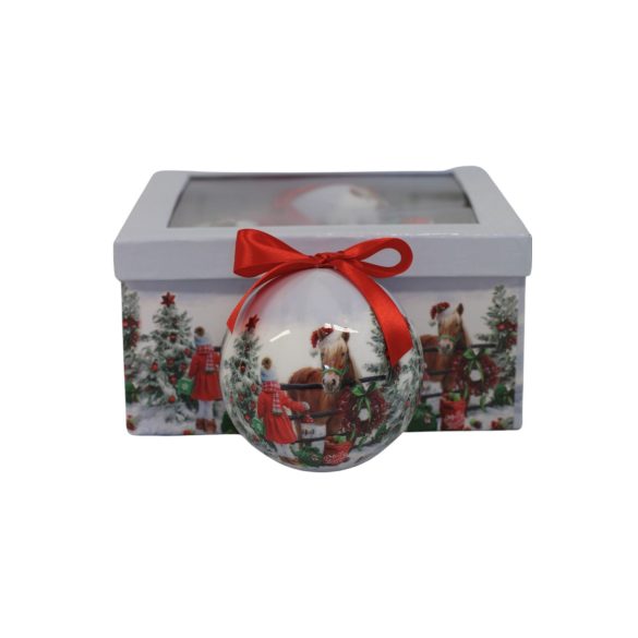 Karácsonyi gömbök lóval 10cm 4db