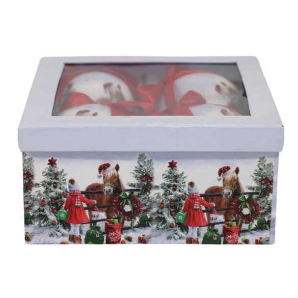 Karácsonyi gömbök lóval 10cm 4db