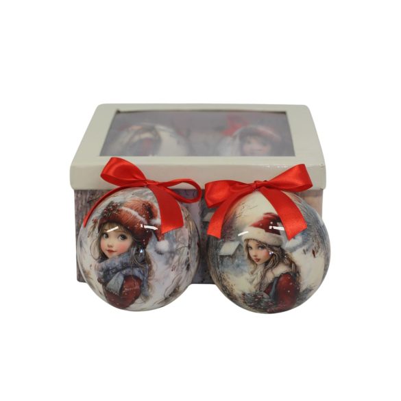 Karácsonyi gömbök lánnyal 10cm 4db