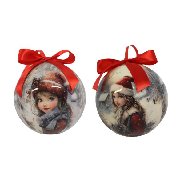 Karácsonyi gömbök lánnyal 10cm 4db