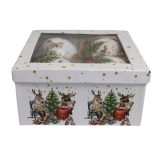 Karácsonyi gömbök rénszarvassal 10cm 4db