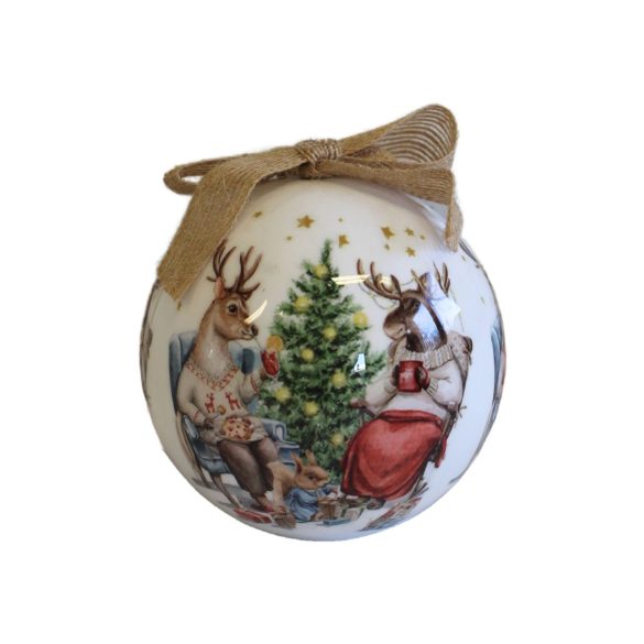 Karácsonyi gömbök rénszarvassal 10cm 4db