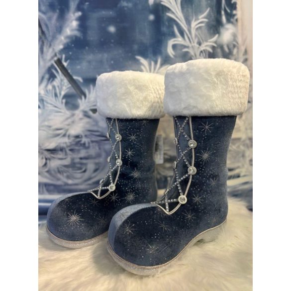 Jégkék karácsonyi csizma 40cm