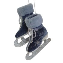 Jégkék karácsonyi korcsolya dekoráció 18cm
