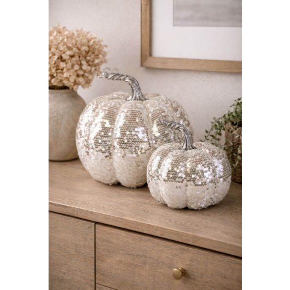 Fehér csillogó tök, 20 cm