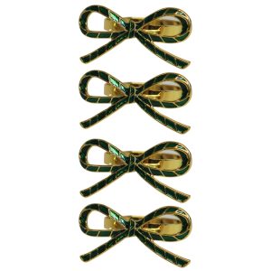 Karácsonyi szalvétagyűrű Zöld masni, 4 db