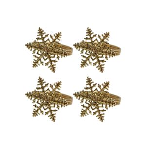 Arany karácsonyi szalvétagyűrűk Hópehely 4db