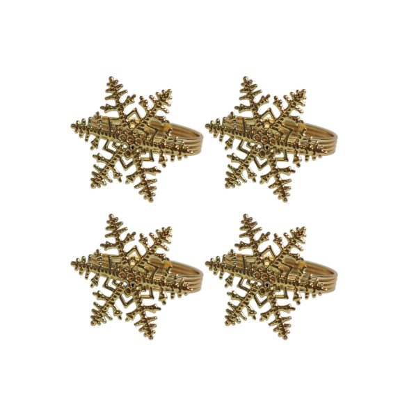 Arany karácsonyi szalvétagyűrűk Hópehely 4db