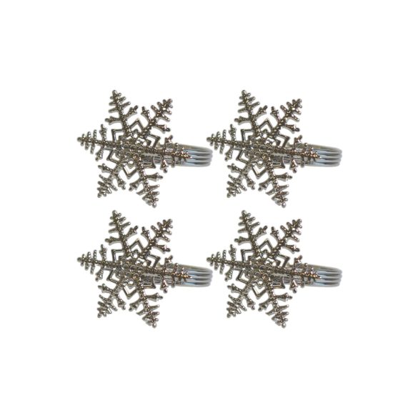 Ezüst karácsonyi szalvétagyűrűk Hópehely 4db